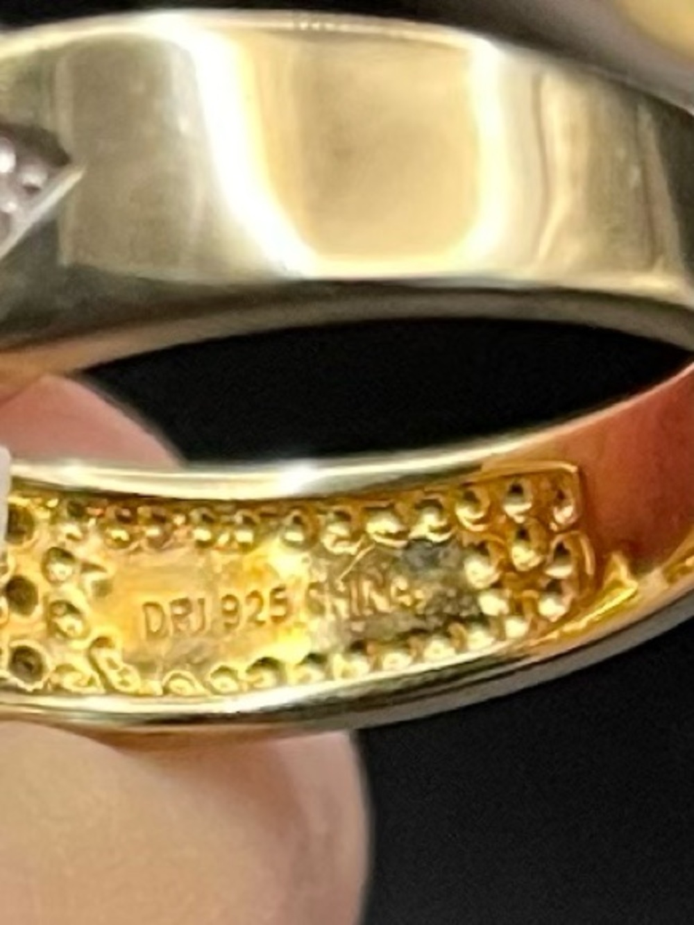 NWT Victoria Townsend 18k gold over .925 SS diamond buckle ring size 8 - Picture 3 of 6